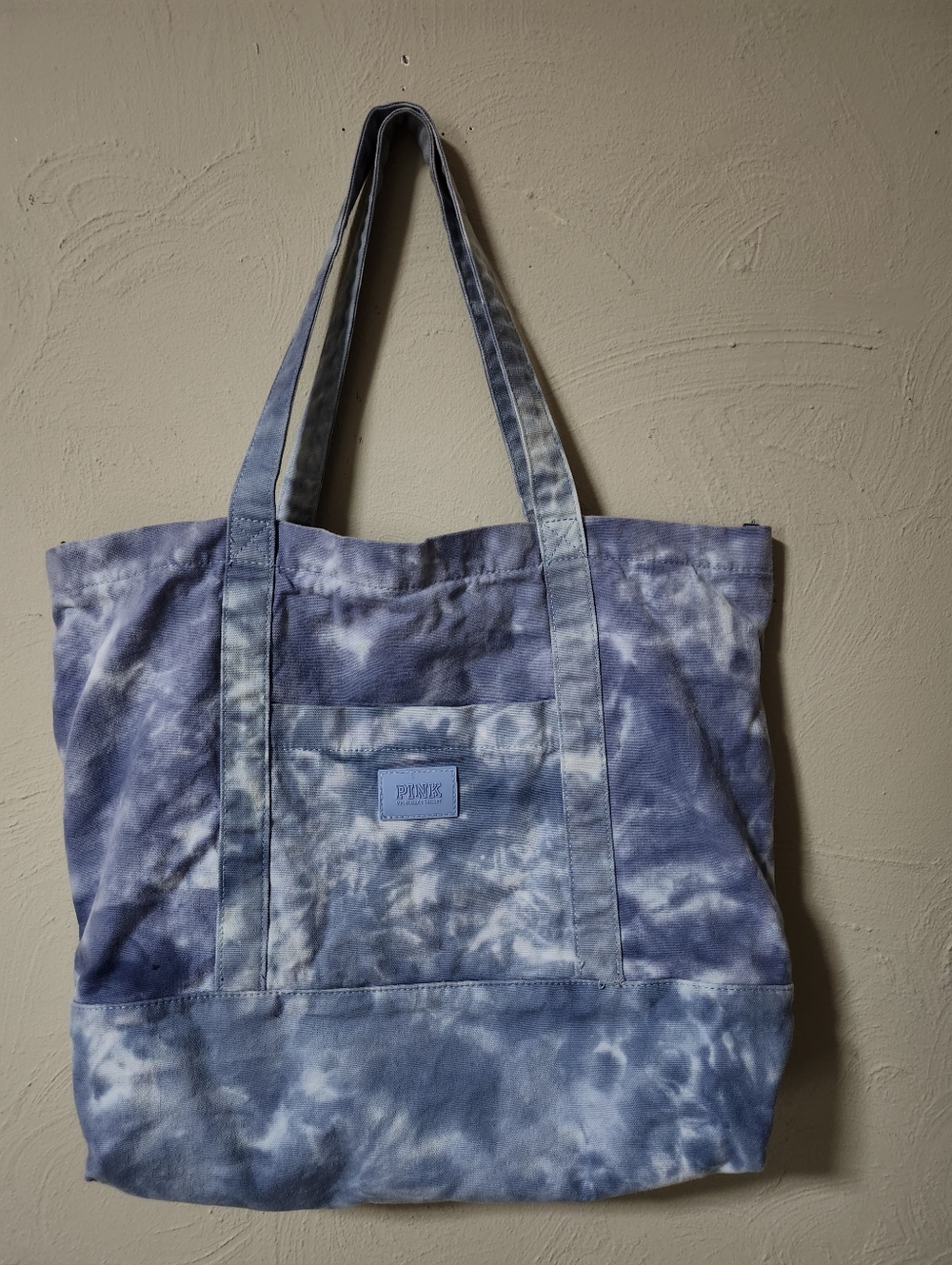 Victorias Secret PINK Tie-Dye Canvas Tote Bag in Blue and White
